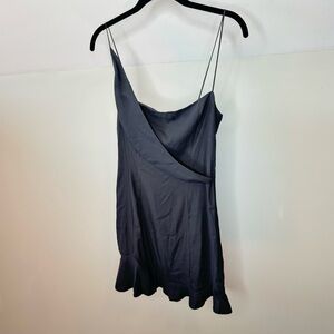 NBD Revolve Black Sleeveless Tank Ruffled Sleek Mini Dress